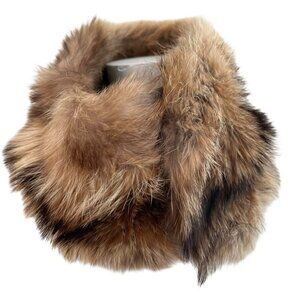 Vintage Genuine Raccoon Fur Collar Neck Warmer Coat Trim Hook & Loop Lined